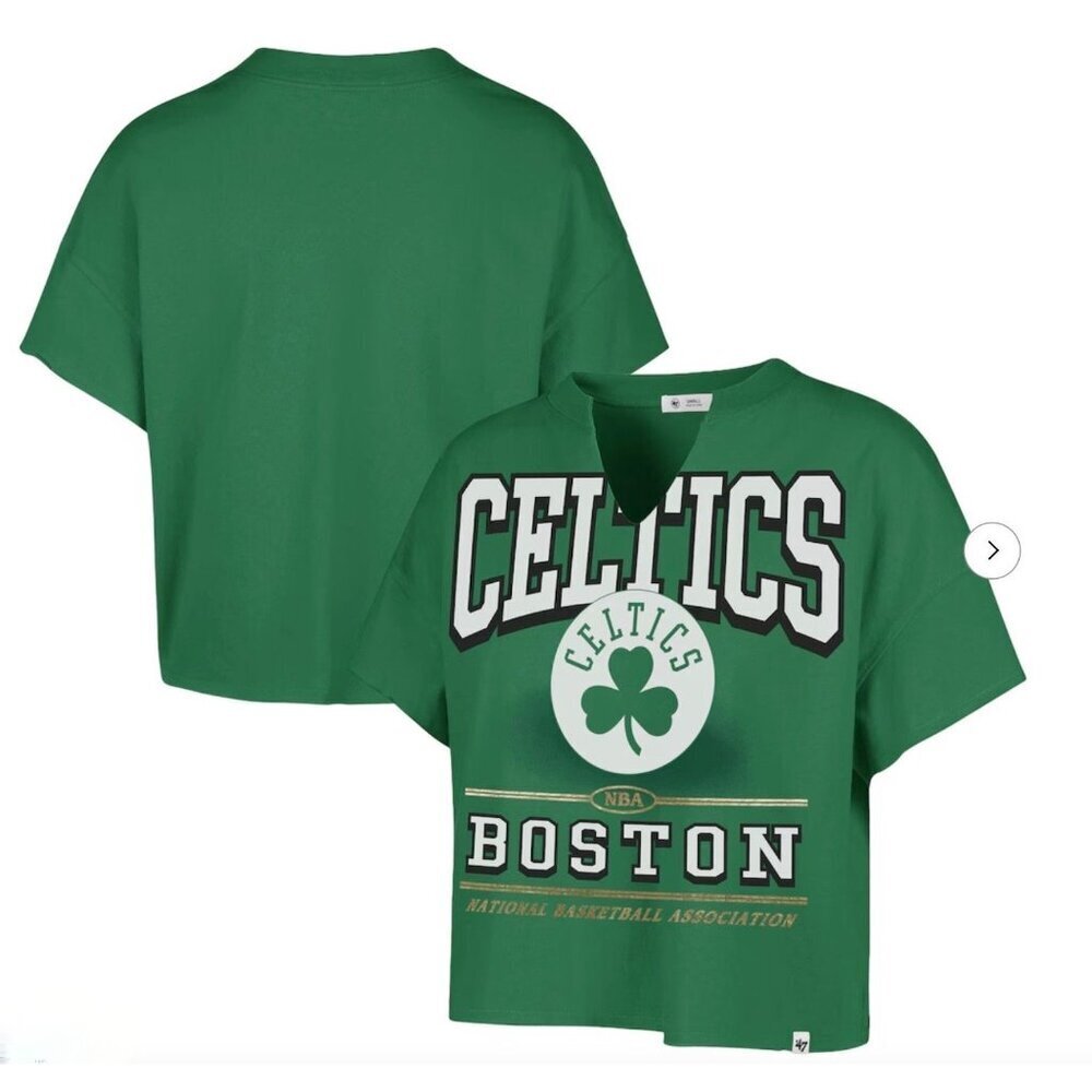 NWT Women's Boston Celtics '47 Green Oversized Notch Neck T-Shirt Size Medium